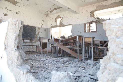 School in Abyan sustained serious damages from conflict in 2011. Photo by Mohammed Al-Sanabani, Community Livelihoods Project.