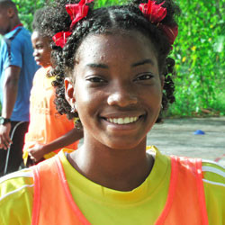 A girl at an after-school program in St. Lucia.