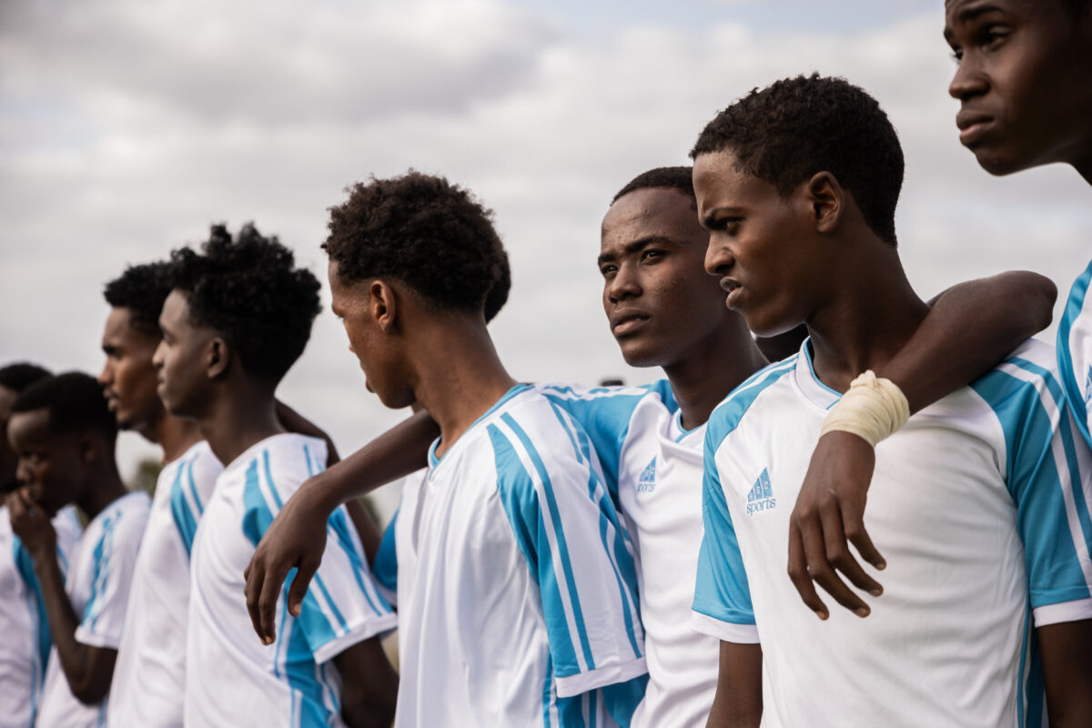 Boys at a soccer tournament in Somalia.