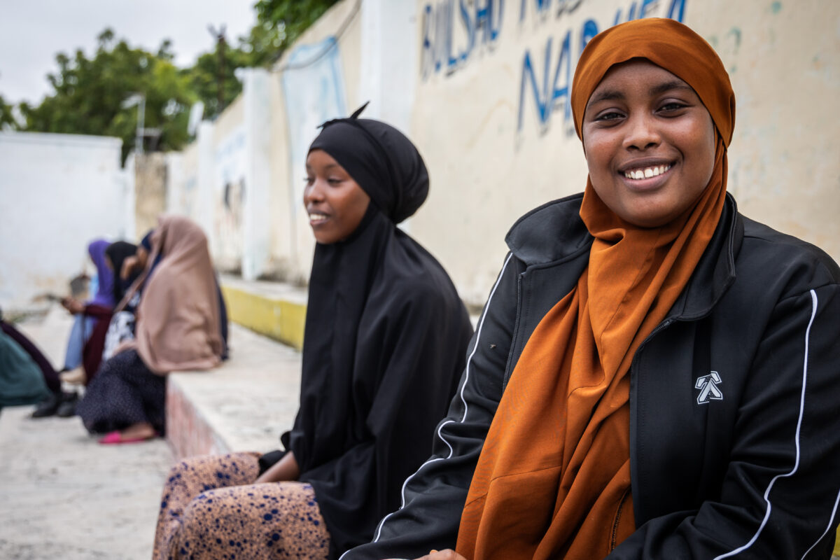 Girls watch a handball tournament in Mogadishu, Somalia.